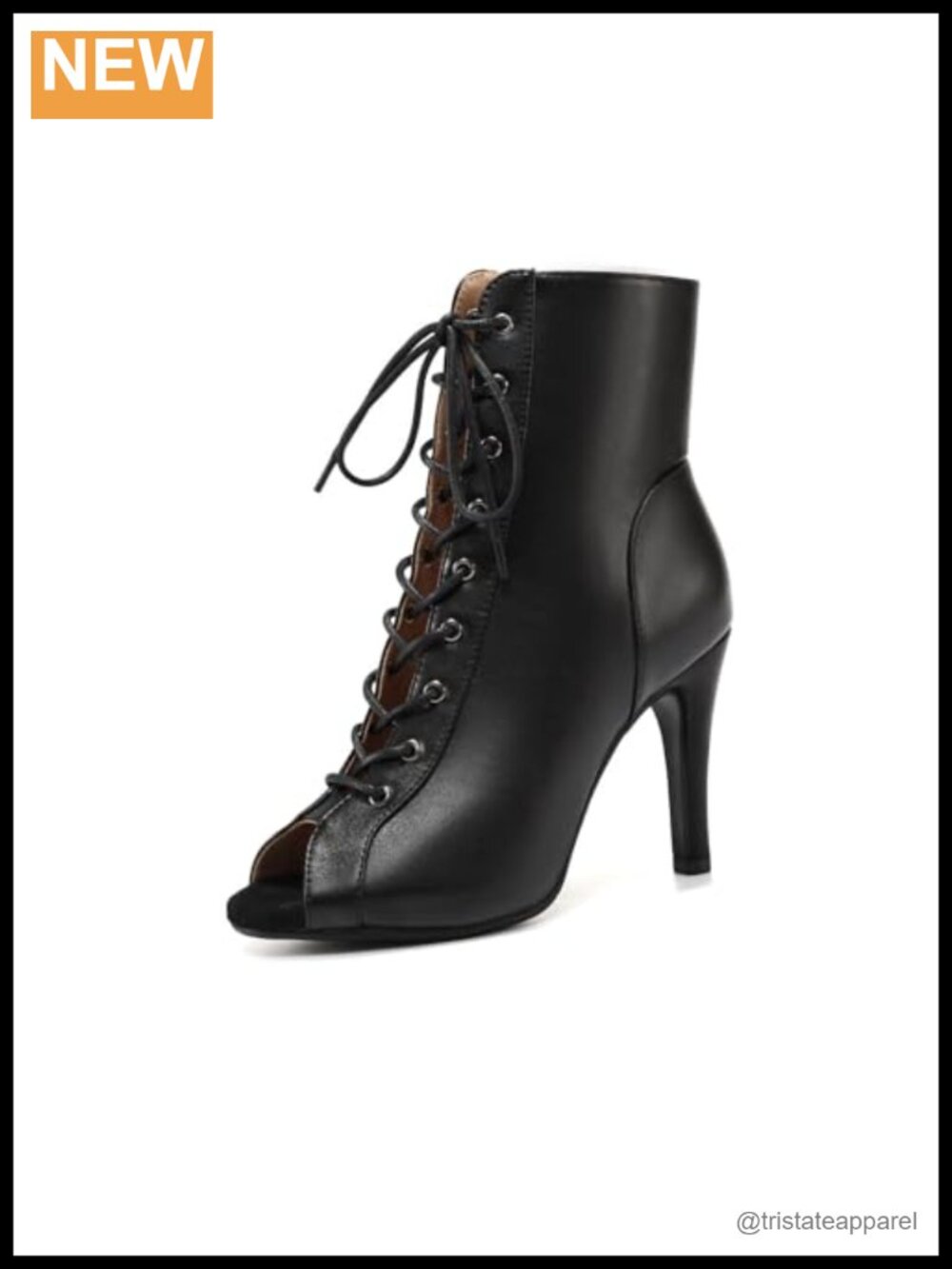 Women's Leather Latin Dance Boots Peep Toe Salsa Ballroom Heeled Boots with